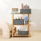 MiniArk Small Storage Baskets for Organizing | Closet Organizer Bins | Shelf Toy Basket | Woven Rope Baskets | Cube Decorative Box | Shallow Basket | 13x8.5x5.1” | 3 Packs Dark Gray - Image 6