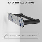 Adhesive Toilet Paper Holder, Self Adhesive Double Post Pivoting Toilet Tissue Holder, Stick on No Drilling Toilet Paper roll Holder for Bathroom, Stainless Steel and Zinc Alloy, Matte Black, 2Pack - Image 4