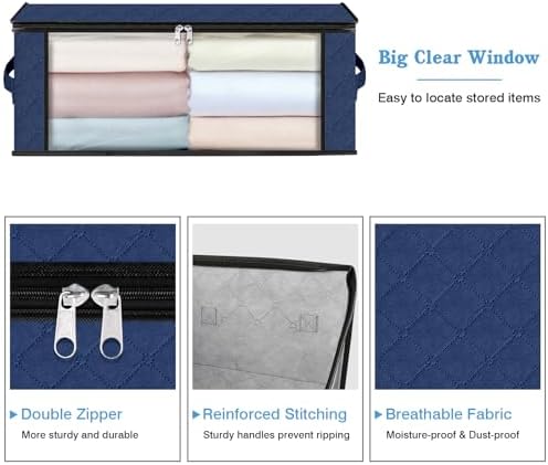 HomeHacks 10-Pack Clothes Organizer Storage Bags, 35L Storage Bins, Blue - Image 4