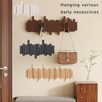 Key Holder Wall Mount, Splicable Wooden Piano Coat Rack Wall Mount, Modern Wall Art Flip Down Magnetic Hooks Wall Hook Hat Hanger for Entryway Key Holder Bedroom Kitchen (Black, 8 Hooks) - Image 4