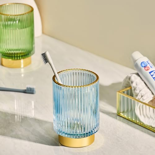 Makeup Brush Holder Organizer,Toothbrush Holders,Desk Pen Pencil Holder,Multifunctional Vintage Glass Brush Cup（S+L/White/A3-4-US） - Image 7