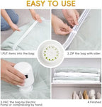 Vacuum Storage Bags with Electric Air Pump, 15 Pack (5 Jumbo, 5 Large, 5 Medium) Space Saver Bag, Space Saver Bag, Vacuum Sealer Bags for Clothes, Blanket, Duvets, Pillows, Comforters,Travel - Image 6