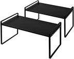 Nxconsu Stackable Cabinet Shelf Organizer 2 Pack, Standard Tall Black by Nxconsu