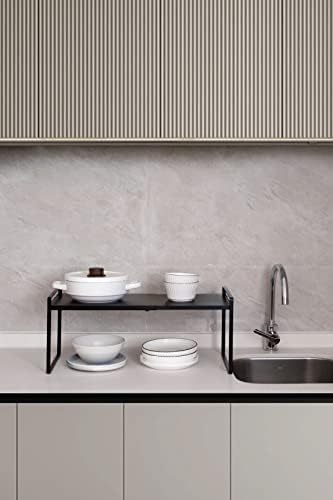 Nxconsu Expandable Shelf for Cabinets, Cabinet Shelf Riser, 12" Black - Image 2