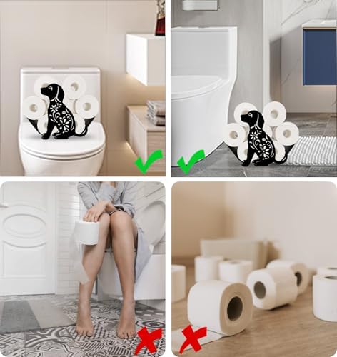 Funny Dog Toilet Tissue Holder,Animal Paper Holders,Decorative Metal Papers Holder,Funny Toilet Animal Storage for Bathrooms,Bathroom Paper Organizer for Extra 8 Rolls Free Standing Art Decor - Image 5