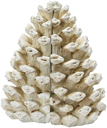 Creative Co-Op Resin Pinecone Bookends, Antique White - Image 4