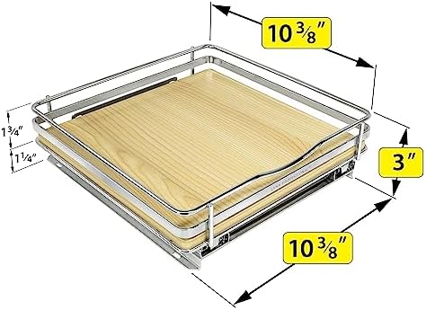 LYNK PROFESSIONAL® Élite™ Pull Out Spice Organization for Cabinets - 10-3/8 inch Wide – Spice Rack for Inside Cabinets – Wood/Chrome - Sliding Spice Rack Organizer for cabinet – Spice Rack - 1 Tier - Image 5