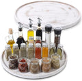 2 Pcs 20'' Wood Lazy Susan for Countertop Acacia Large Turntable Rotating Serving Tray for Table Top Non Skid Kitchen Tray Revolving Condiment Spice Rack Table Organization Storage, White by Yiyiring