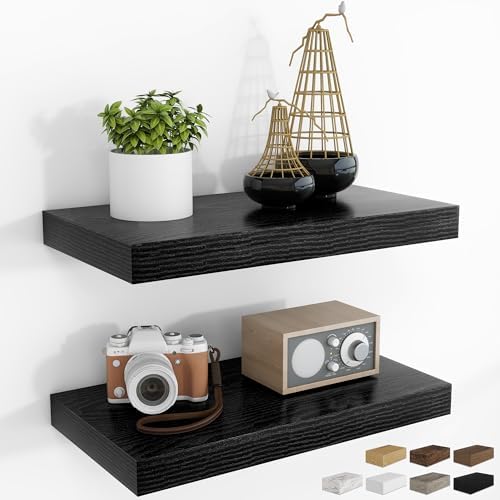 RICHFOCUS Bathroom Floating Shelves for Wall 2Pack|Black|16" L by RICHFOCUS