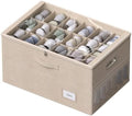 Shoe Organizer for Closet, Shoe Box Storage Containers Fit 18 Pairs Foldable Shoe Storage Bins with Clear Cover & Adjustable Dividers for Shoes Blankets Linen Clothing (Beige, (24.4*16.5*12.9)x1) by FHSQX