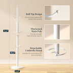 Yoobure Metal Coat Rack Freestanding with Marble Base, Coat Tree with 12 Hooks & Umbrella Holder, Coat Hanger Stand for Corner Entryway Bedroom Office, Heavy Duty Coat Rack Stand for Clothes Hats Bags - Image 5