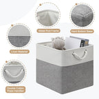 13x13 Storage Cube Bins 4Pack,Collapsible Cube Storage Organizer for Closet, Fabric Storage Box w/ Rope Handles, Foldable Storage Baskets for Shelves, Clothes,Closet Organization - White/Gray - Image 3