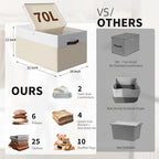 2 Pack EXTRA LARGE Blanket Storage Baskets with Lids, 22”x16”x12” Closet Organizers Bins for Clothes Towel/ Toy Storage Box with Lid Handles/ Stackable Decorative Fabric Bins for Living Room, Nursery - Image 2
