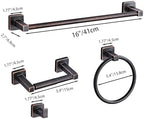 Bathroom Hardware Set 4 Pieces,Oil Rubbed Bronze Towel Bar Set Stainless Steel Wall Mounted, Includes 16In Hand Towel Bar, Towel Ring, Robe Towel Hooks,Toilet Paper Holder, Bathroom Towel Rack Set - Image 6
