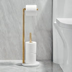 Hoooh Free Standing Toilet Paper Holder with Marble Base, Brushed Gold - Image 6