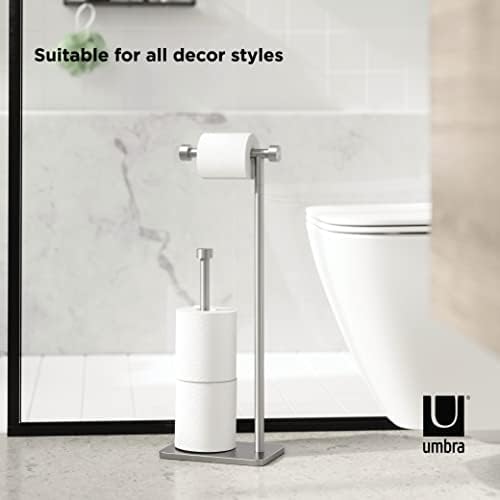 Umbra Cappa Toilet Paper Stand, Freestanding Metal with Reserve, Nickel - Image 5
