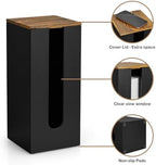 OUTNILI Freestanding Toilet Paper Holder Stand with Lid, Black Wooden Toilet Paper Storage Organizer for Bathroom Floor, Rustic Farmhouse Toilet Paper Storage Holds 3 Extra Large Rolls - Image 6