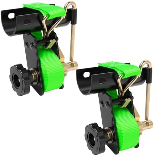 Green Rack Straps with J-Hook (2PK),1.5" x7.5' Ladder Rack Ratchet Straps, 2" Round Tube Mount, Perfect Ladder Rack Tie-Downs for Trailer Cargo Control by Towmax