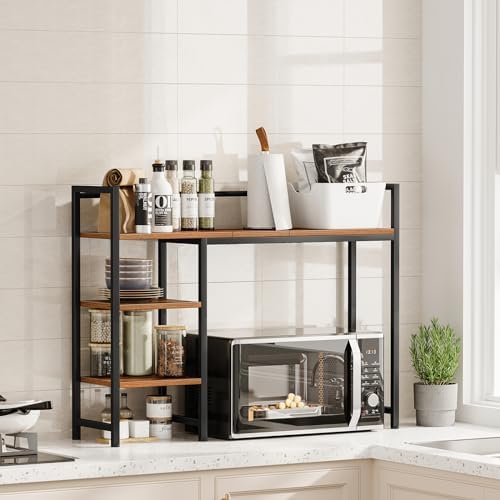 Snughome Desk Shelf, 38.6" Desktop Organizer Shelf, Desk Hutch for Computer Monitor, 4 Tier Desk Display Rack, Wood Desktop Bookshelf Storage Rack for Home Office Dorm, Rustic Brown - Image 6