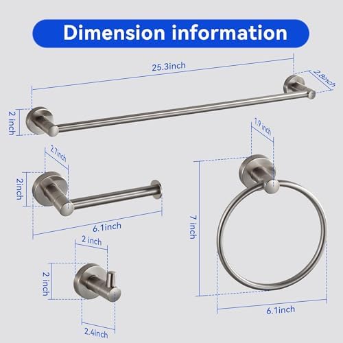 BGL Bathroom Accessories Set 4-Pieces Shiny Brushed Nickel Zinc Alloy Wall Mounted Towel Racks for Bathroom - Image 6