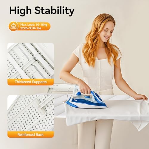 Wall Mounted Ironing Board, 37.4" X7.55" Fold Away 180° Swivel Iron Boards with Removable Silk Cotton Ironing Board Cover, Thickened Support Bar for Home Laundry Room Small Spaces, Space Saving, White - Image 5