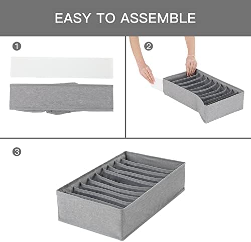 Qozary 4 Pack Drawer Organizers, 10 Grids Foldable Dresser Organizers for Clothing, Folded Clothes, T-shirt, Tank Tops, Camisoles, Underwear, Leggings, Baby Clothes - Image 3