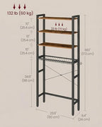 VASAGLE 4-Tier Over the Toilet Storage, Adjustable Shelves, Basket, 68.1''H - Image 6