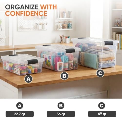 Superio Clear Storage Box with Lid, 49 Quart Plastic Container Bins for Organizing, Stackable Crates, BPA Free, Non Toxic, Odor Free, Organizers for Home, Office, School, and Dorm - Image 5