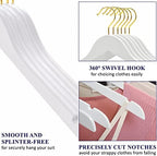 Amber Home 24 Pack White Wooden Coat Hangers with Gold Hook, Suit Hangers - Image 3