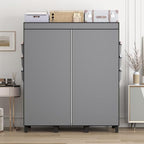 Portable Non-Woven Fabric Wardrobe, 3 Hanging Rods & Multi Tier Storage Shelves, 18 Side Pockets Clothes Closet Organizer, 130×45×172cm for Bedroom Dorm Living Room (Gray) - Image 6