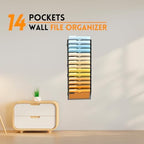 SUPEASY 14 Tier Wall File Organizer, Hanging Wall Mounted Mail Organizer with Label Slots, Metal Mesh File Holder Magazine Rack for Office, Home, School or Classroom, Black - Image 7