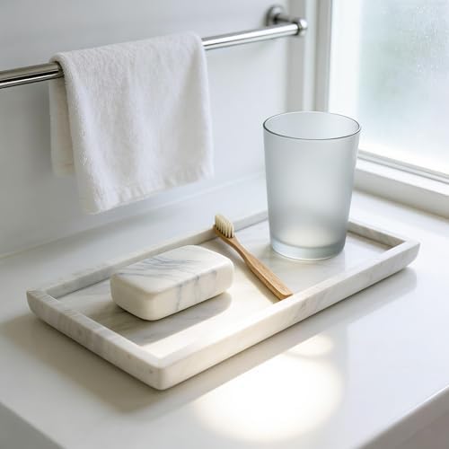 Natural Marble Vanity Bathroom Tray, 12 x 6 Inch Home Decor - Image 7