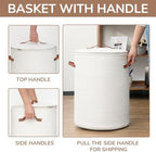 CHICVITA Large Woven Laundry Hamper with Lid & Leather Handles, 60L, White - Image 5