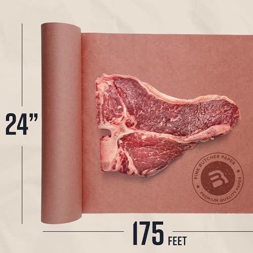 Bryco Goods Pink Butcher Paper Roll with Dispenser Box, 24" x 175' (2100”) Food-Grade Peach Butcher Paper for Smoker, BBQ, Grilling, Smoking Meat - USA Made - Unbleached, Uncoated and Unwaxed - Image 4