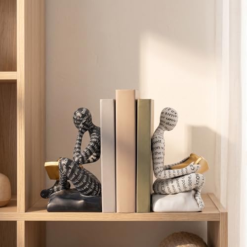 Thinker Bookends for Shelves, Decorative Book Ends, Heavy Duty Book Stoppers for Home Office Bookshelf Decoration, Modern Aesthetic Statue Decor - Image 4