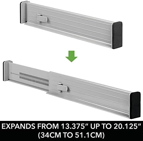 mDesign Expandable Dresser Drawer Divider with Foam Ends, Drawer Divider Locks in Place, Separators for Clothing and Accessories in Closet or Dresser Drawer, Ligne Collection, 4 Pack, Gray/Black - Image 5