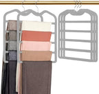 Pants Hangers Space Saving,5 Pack 5 Tier Velvet Short Neck Pants Hangers by DOIOWN
