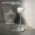 Gatco 1435C Freestanding Toilet Paper Holder, 23.68” H, Chrome | Toilet Tissue Roll Holder Stand With Weighted and Padded Base For Bathroom - Image 2