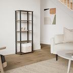 Furinno TURN-S-TUBE Book Shelf, 5-Tier Toolless Storage Shelves with Square Tubes, Shelving Unit for Organization and Storage for Living Room, Home Office, Columbia Walnut - Image 2