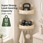 Suction Cup Corner Shower Caddy,No Drilling Aluminum Shower Shelf（Beige) - Image 3