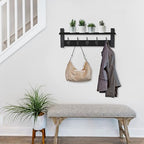 Sorbus Coat Rack Wall Mount with Shelf (Black, 24 Inch) - Image 2