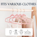 HOUSE DAY Pink Velvet Hangers 100 Pack, Premium Non-Slip Felt Hangers - Image 3