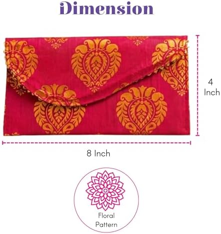 LoveNspire Brocade Fabric Money Envelopes (8 x 4 Inch) Decorative Floral Pattern Shagun Lifafa for Indian Wedding, Birthday | Cash Gift Holder & Home Savings Organizer Beige/Pack of 20 - Image 4