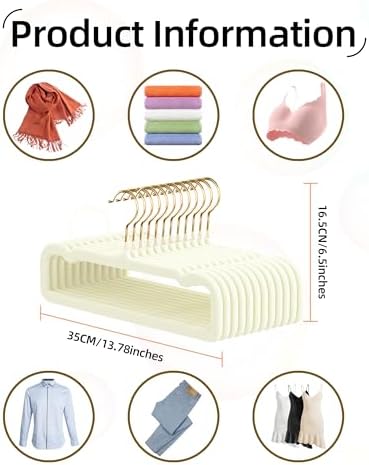 Felt Hangers White Velvet Hangers, Thin Pants Hangers 20 Pack, Adult Hanger - Image 6
