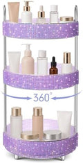 Honeydak Rotating Perfume Organizer Tray, 3 Tiers, Resin Diamond, Purple by Honeydak