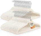 HOUSE DAY Ivory Velvet Hangers 100 Pack - Non Slip Felt Hanger, No Wrinkles by HOUSEDAY