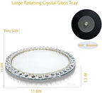 Large Round Crystal Tray, 12"x12" Silver Rotatable Perfume Tray - Image 2