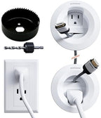 ECHOGEAR in-Wall Cable Management Kit for Power & Low Voltage Cords – Hide TV Wires Behind the Wall – Includes 3.75” Diameter x 3.25” Depth Modules, 6ft Extension Cord, Drywall Hole Saw Attachment by ECHOGEAR