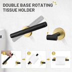TURS Black and Gold 5 Piece Bathroom Hardware Set, SUS304 Stainless Steel Gold Black Towel Bar Set, 24 Inch Rould Bathroom Accessories Kit Wall Mounted - Image 4