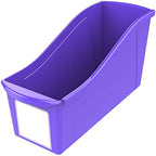 Storex Large Book Bin, Interlocking Plastic Organizer for Home, Office and Classroom, Purple, 30-Pack (71117U06C) - Image 2